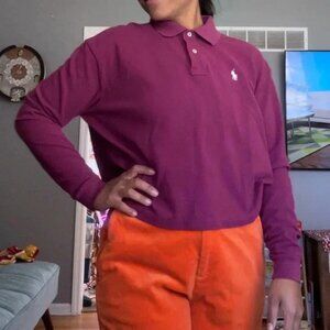 Ralph Lauren Womens Cotton Long Sleeve Polo - Dark Violet